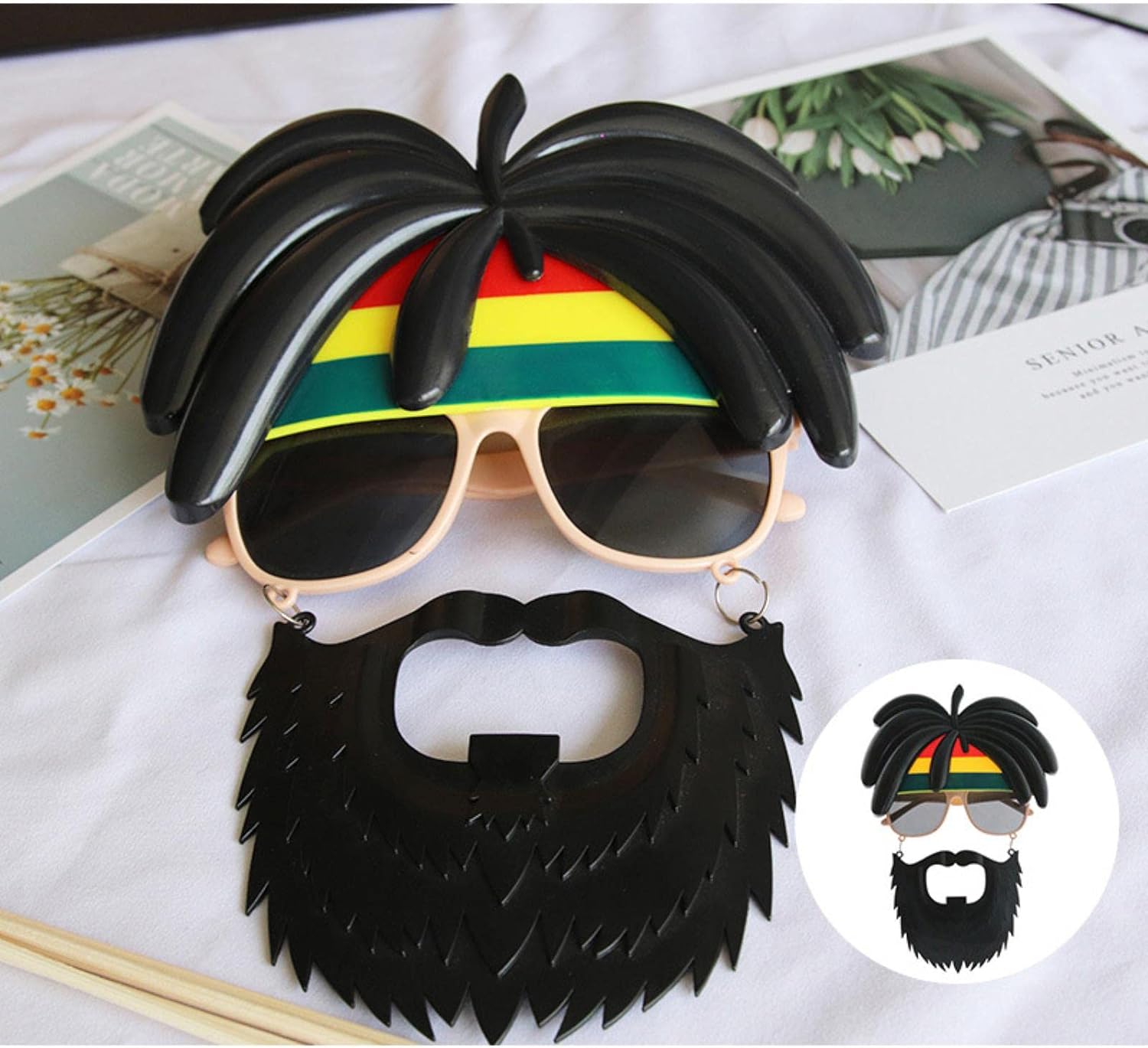 Rasta Peruklu Rasta Sakallı Bob Marley Bıyıklı Parti Gözlüğü 27x18 cm (5286)
