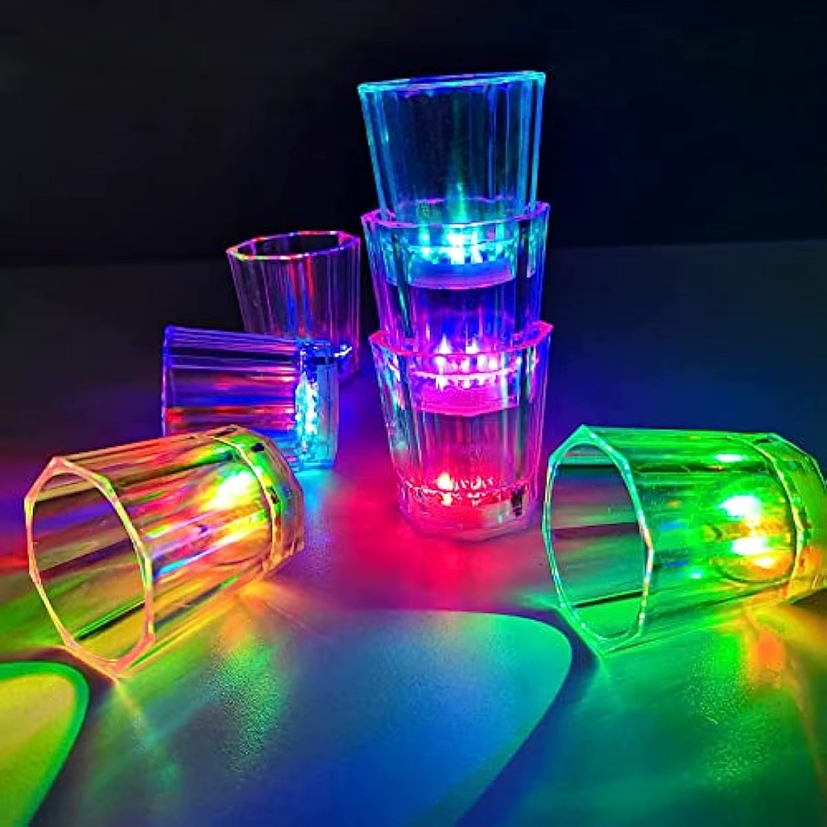 Renkli Led Parlayan Fiber Optik Glow Işıklı Bardak 5,5 x 5,5 cm (5286)