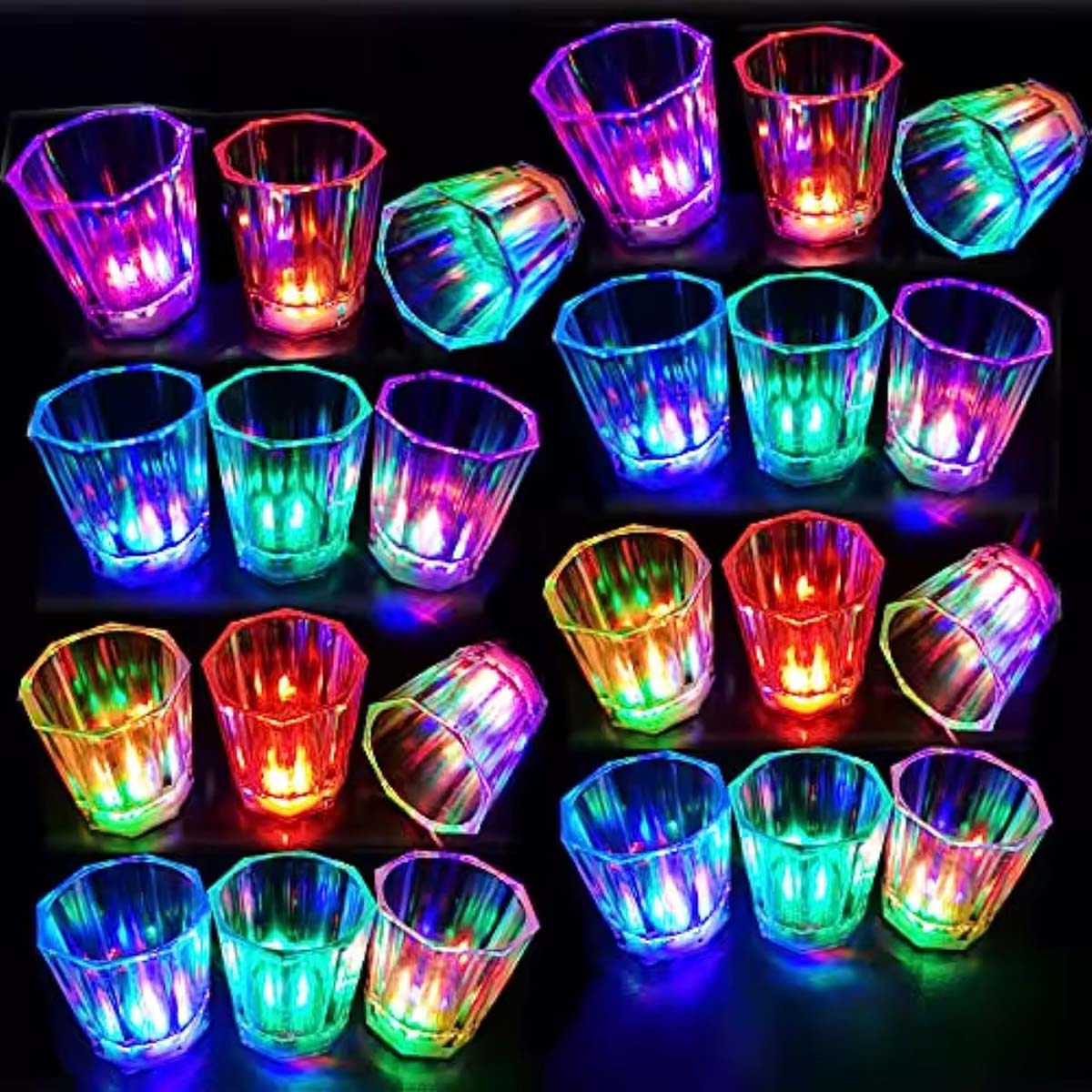 Renkli Led Parlayan Fiber Optik Glow Işıklı Bardak 5,5 x 5,5 cm (5286)