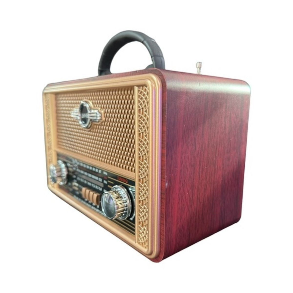 Retro, Nostaljik, Ahşap Tasarım Bluetooth Hoparlörlü, Şarjlı, Taşınabilir Otantik Tasarımlı FM/AM Destekli Radyo NS8098 (5286)
