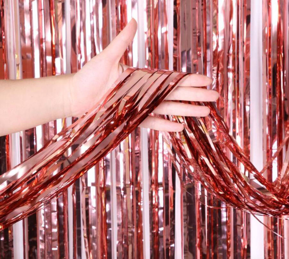 Rose Gold Püsküllü Kapı Perdesi - Parti, Bekarlığa Veda, Doğum Günü 1x2 m (5286)