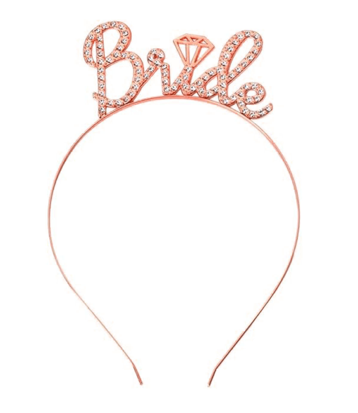 Rose Gold Renkli Taşlı “Bride” Gelin Tacı – El Yazısı Yazı Tipiyle (5286)