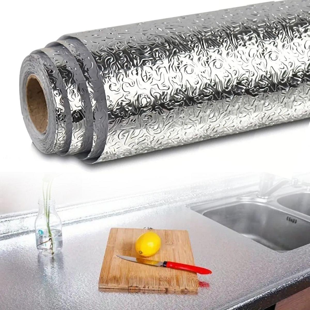 Rulo Gümüş Alüminyum Folyo Duvar Kağıdı, Kendinden Yapışkanlı Raf İçi, Su Geçirmez Folyo 2 mt x 60 cm (5286)