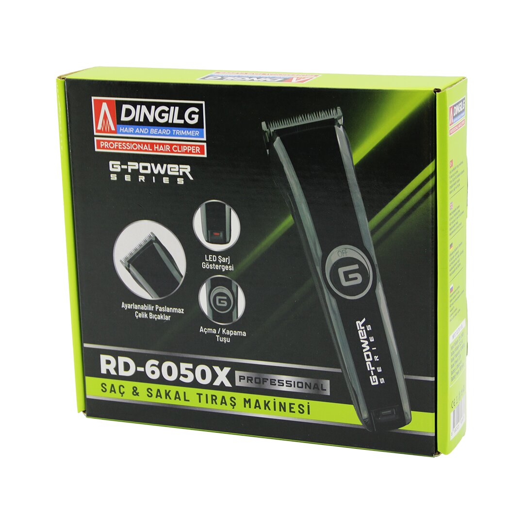 SAÇ SAKAL KESME - TRAŞ MAKİNESİ FİŞ ŞARJLI=LED GÖSTERGE AYARLI BIÇAK=0.1-05MM RD-6050X G-POWERG-PLUS (5286)