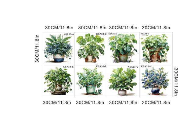 Saksılı Çiçek Tasarımlı 8li Sticker (5286)