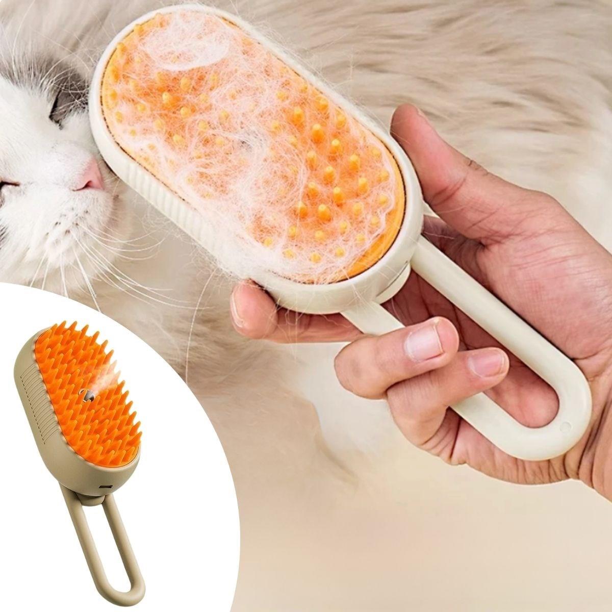 Saplı Su Püskürtmeli Kedi Köpek Fırçası Masaj Etkili Tüy Toplama Tarağı (5286)