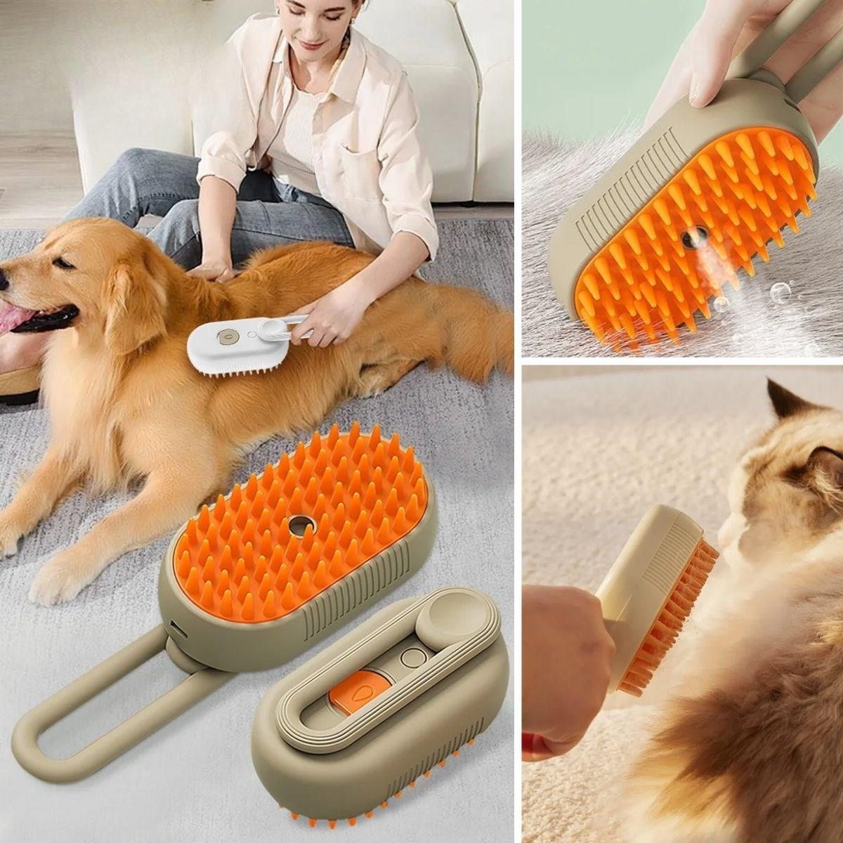 Saplı Su Püskürtmeli Kedi Köpek Fırçası Masaj Etkili Tüy Toplama Tarağı (5286)