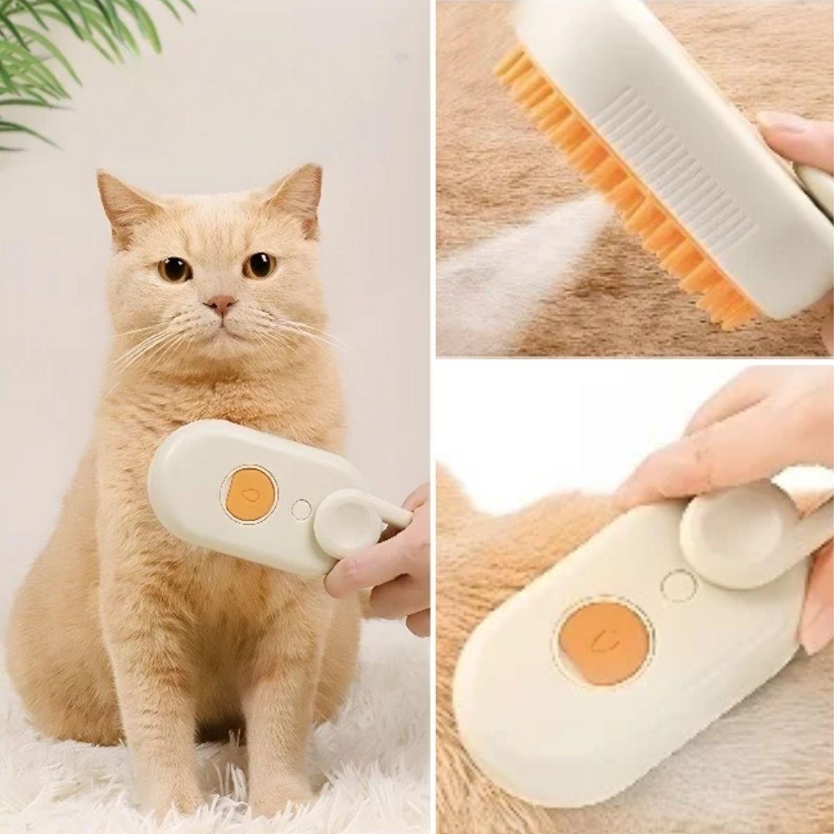 Saplı Su Püskürtmeli Kedi Köpek Fırçası Masaj Etkili Tüy Toplama Tarağı (5286)