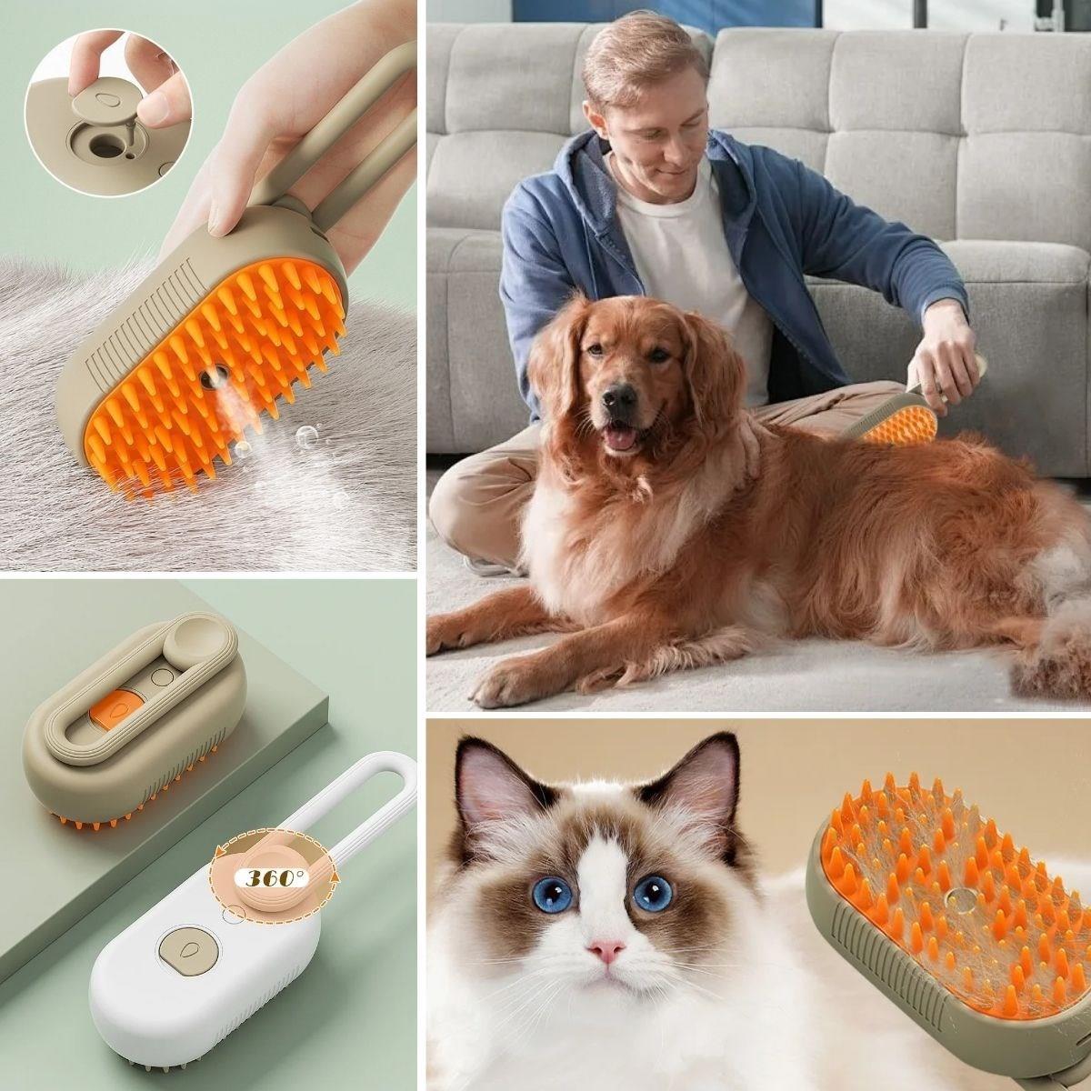 Saplı Su Püskürtmeli Kedi Köpek Fırçası Masaj Etkili Tüy Toplama Tarağı (5286)