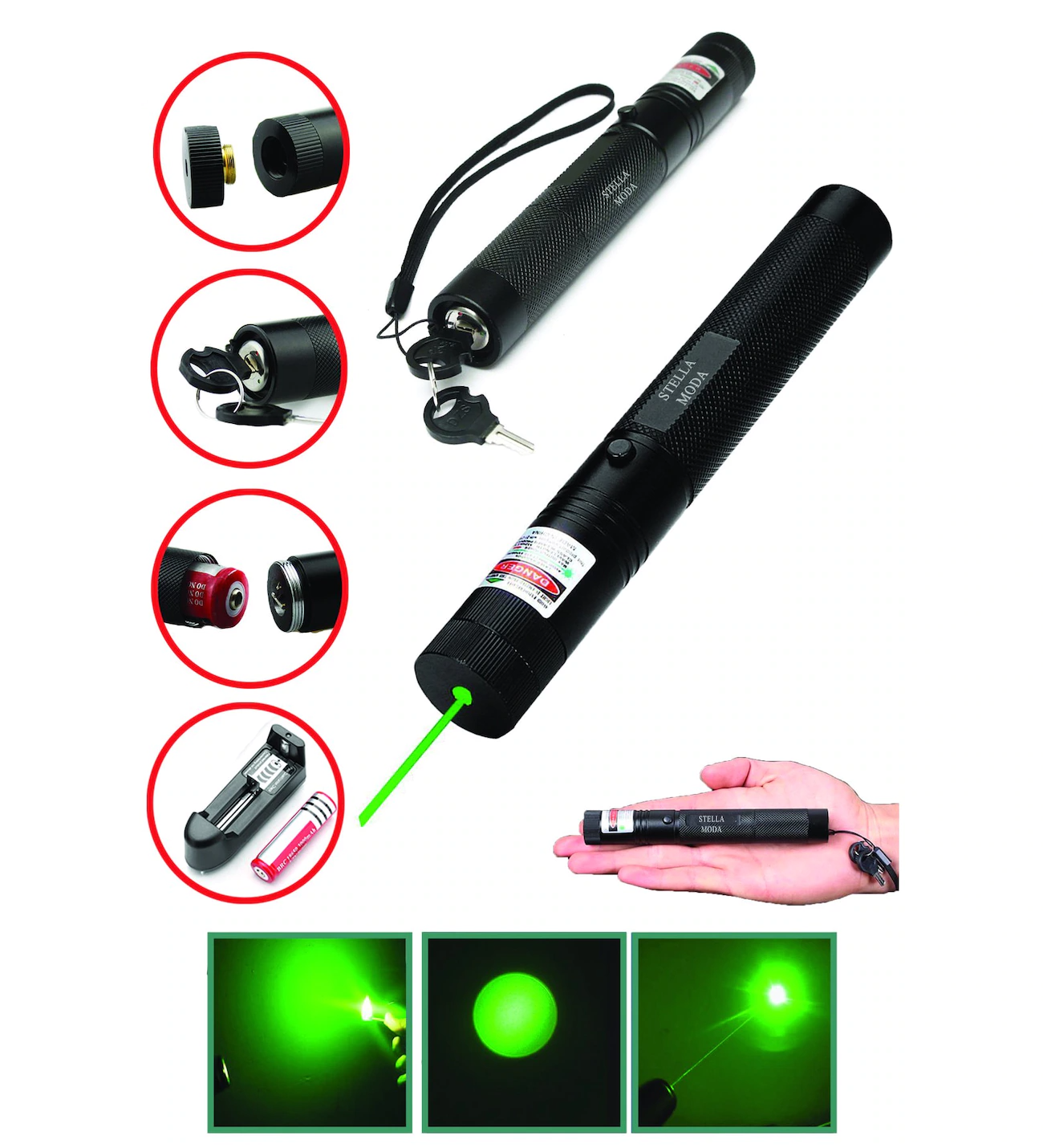 Şarjlı Yeşil Lazer Pointer 100 Mw (5286)