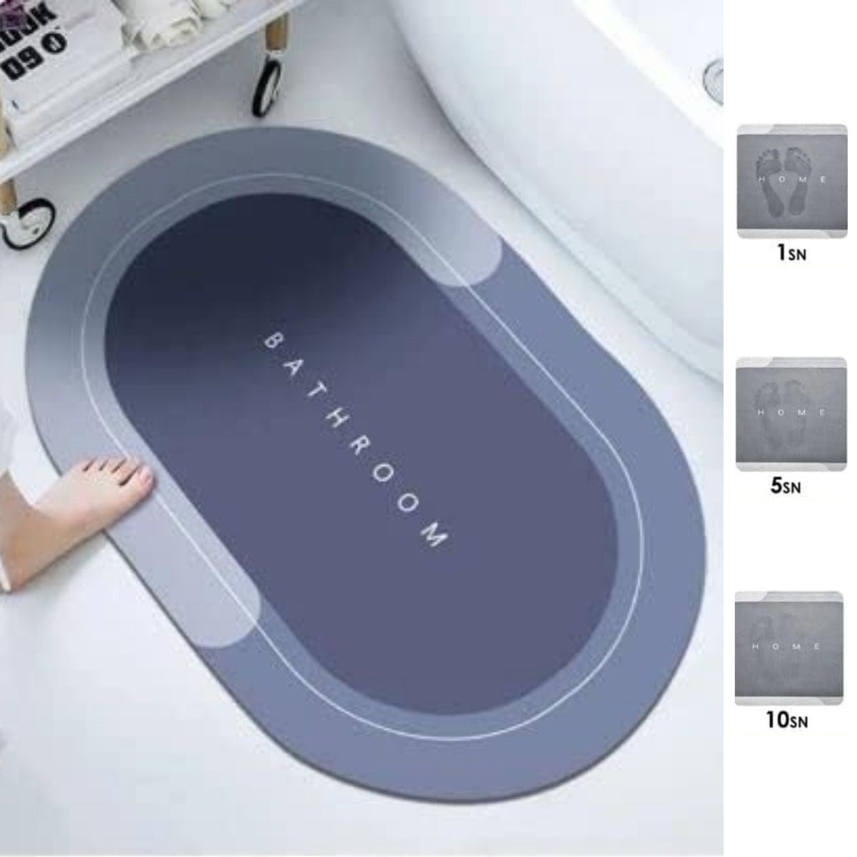 Sihirli Süper Su Emici Kaymaz Tabanlı Oval Paspas 40*60 cm (5286)