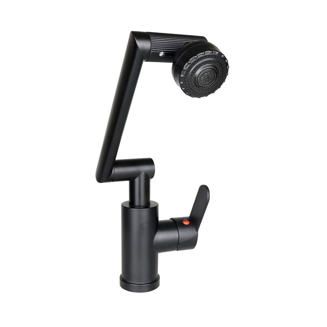 SİYAH - 1080 DERECE DÖNEBİLEN ÇOK FONKSİYONLU MUSLUK BATARYA KTX-3307 (5286)