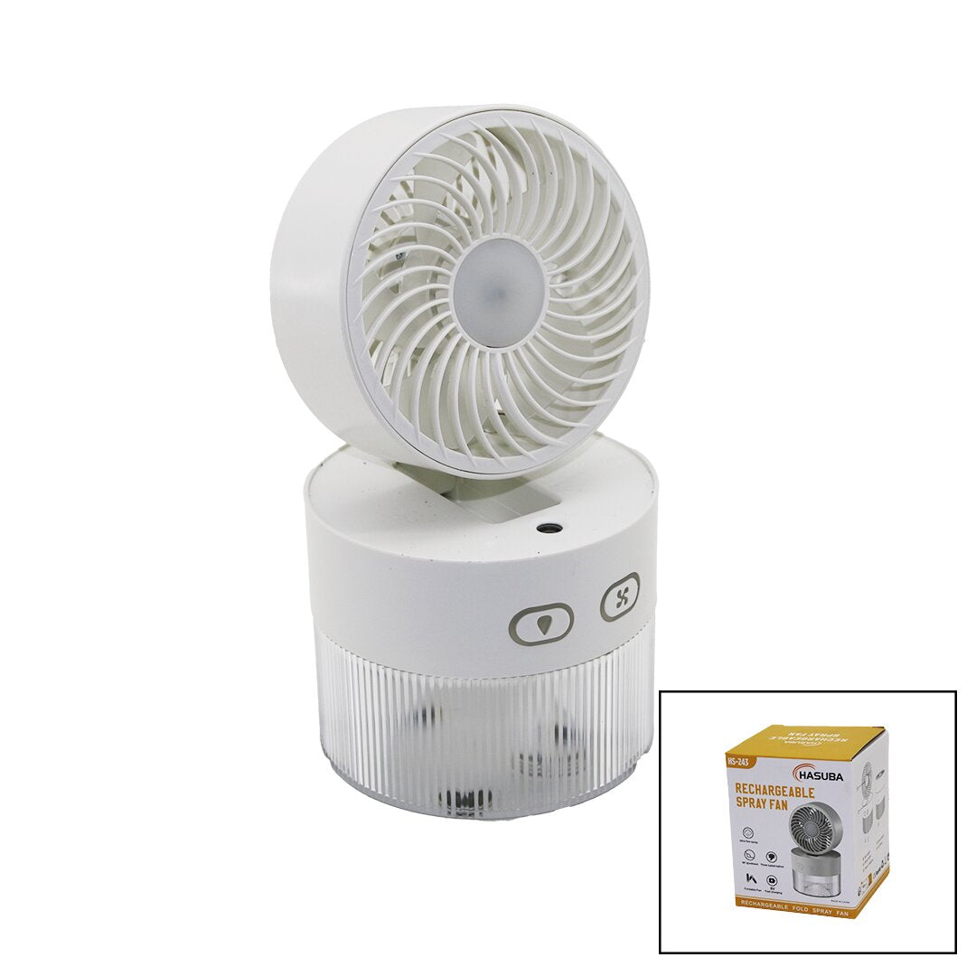 SU SPREYLİ KATLANIR BAŞLIK - 90 DERECE IŞIKLI USB MİNİ FAN ÇAP=11.2CM - Y:13.5-20.5CM 3 KADEME HIZ 350ML (5286)