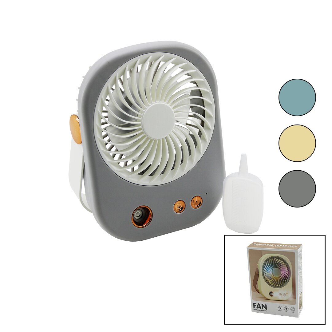 SU SPREYLİ USB MİNİ FAN 15.5X12CM MASA ÜSTÜ USB ŞARJLI 2İN1 KULP=TAŞIMA - DURUŞ 3 KADEME HIZ BJJ-566 (5286)