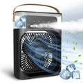 Taşınabilir 3 Farklı Mod Ayarlı 7 Farklı Led Işıklı Sulu Soğutmalı Taşınabilir Masaüstü USB Fan Vantilatör (5286)
