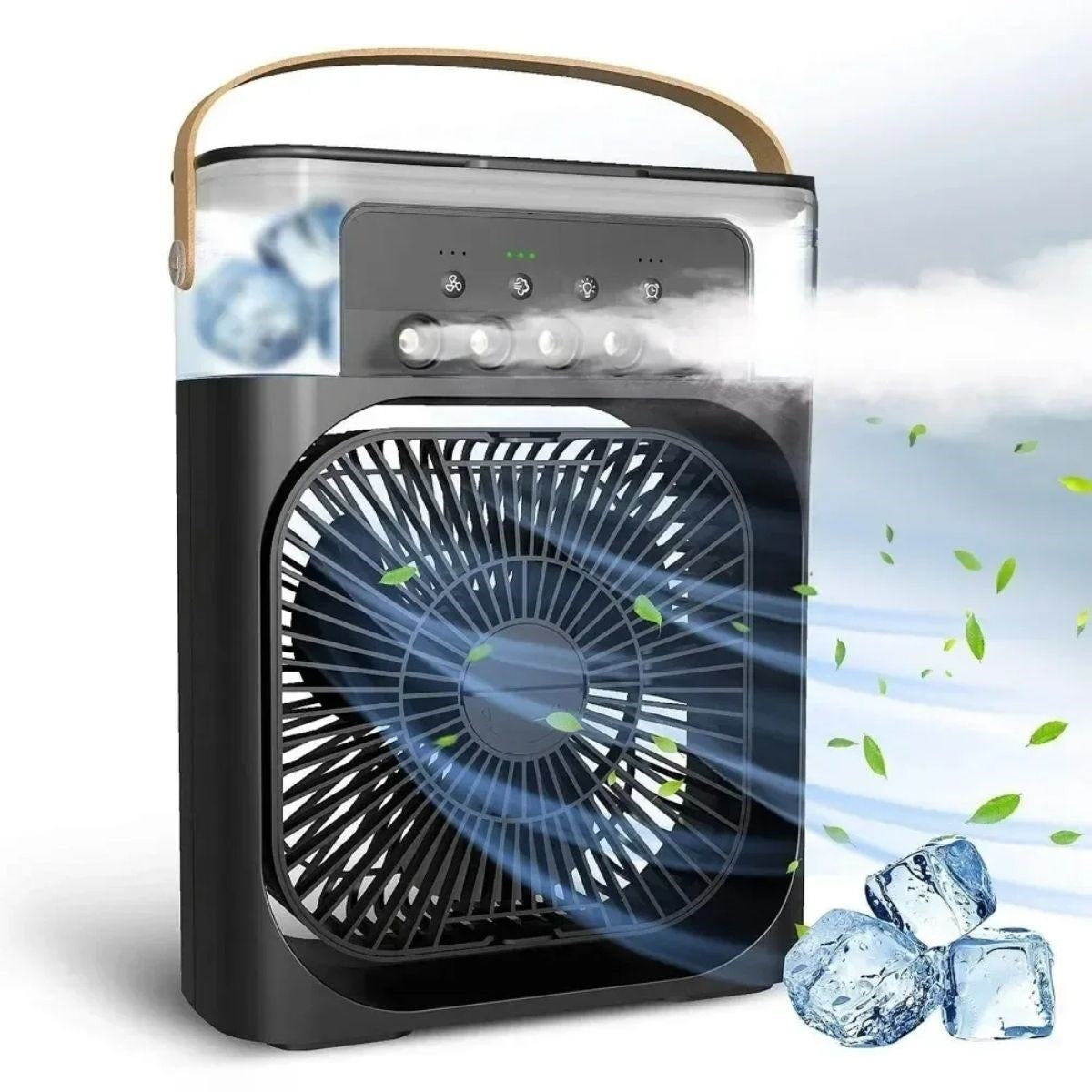 Taşınabilir 3 Farklı Mod Ayarlı 7 Farklı Led Işıklı Sulu Soğutmalı Taşınabilir Masaüstü USB Fan Vantilatör (5286)
