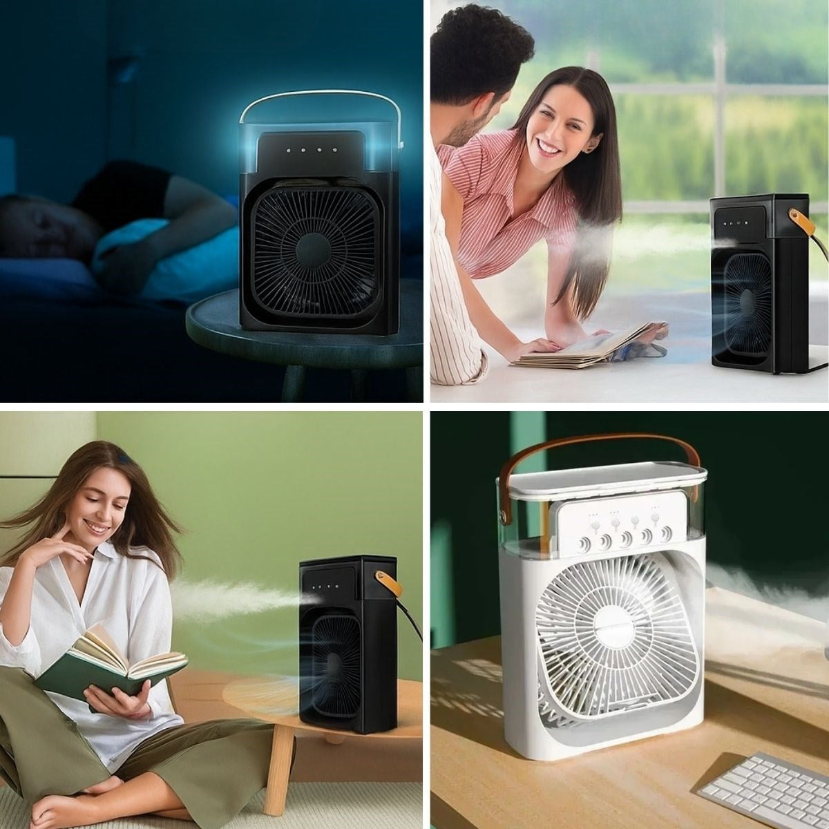Taşınabilir 3 Farklı Mod Ayarlı 7 Farklı Led Işıklı Sulu Soğutmalı Taşınabilir Masaüstü USB Fan Vantilatör (5286)
