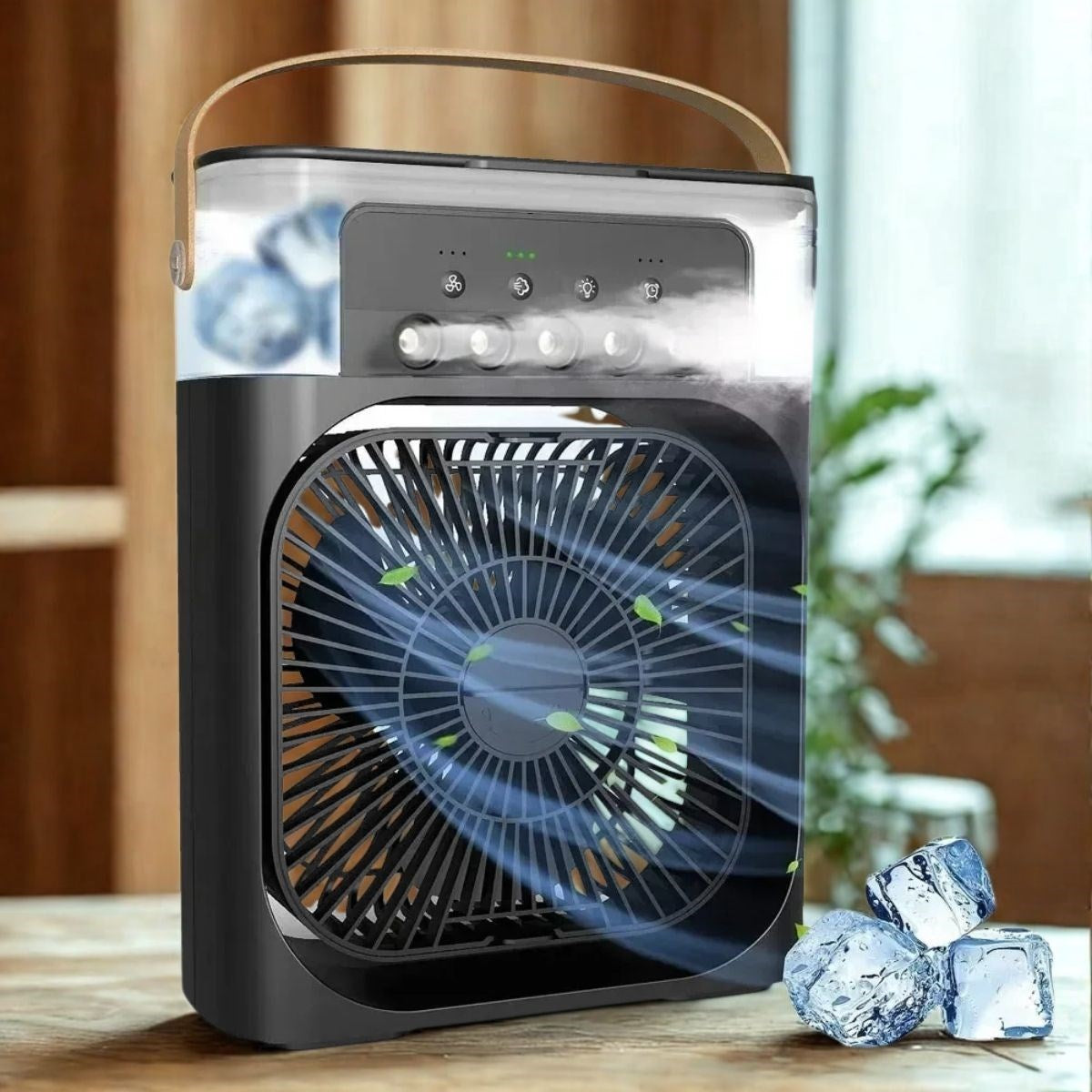 Taşınabilir 3 Farklı Mod Ayarlı 7 Farklı Led Işıklı Sulu Soğutmalı Taşınabilir Masaüstü USB Fan Vantilatör (5286)