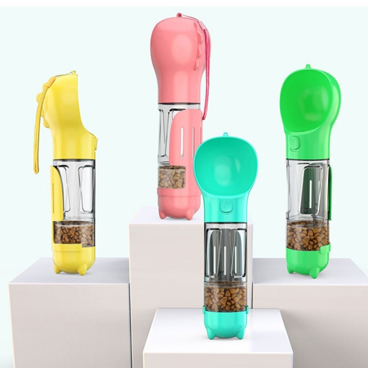 Taşınabilir Hazneli Mama Kaplı ,Kaka Poşetli Kedi,Köpek Suluğu-300ml (5286)