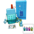 TELEFON MODELİ RENKLİ MİKA KRİSTAL SULUK MATARA PİPETLİ - VİDALI KAPAK - ASKILI 300ML (5286)