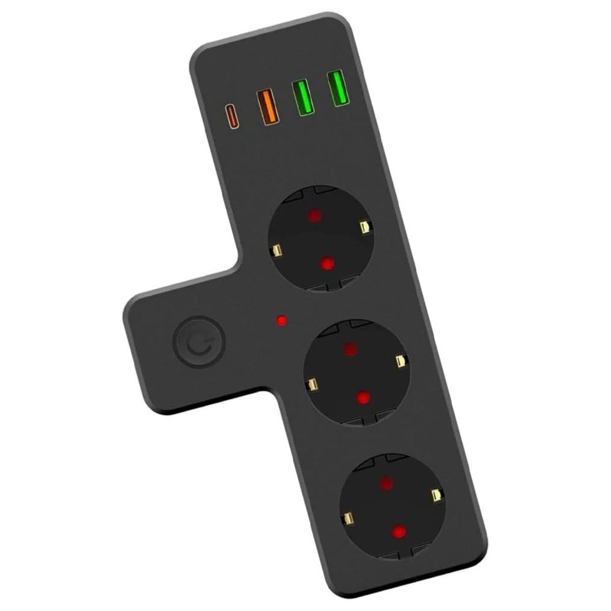 Termal Akım Korumalı 3 Adet Soket,3 Adet USB ve 1 Adet Type-C Girişli 20w Priz Model 3397 (5286)