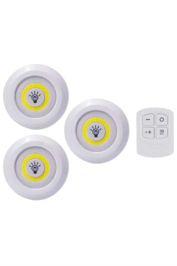 Led Lamba 3'lü Uzaktan Kumandalı Yapışkanlı