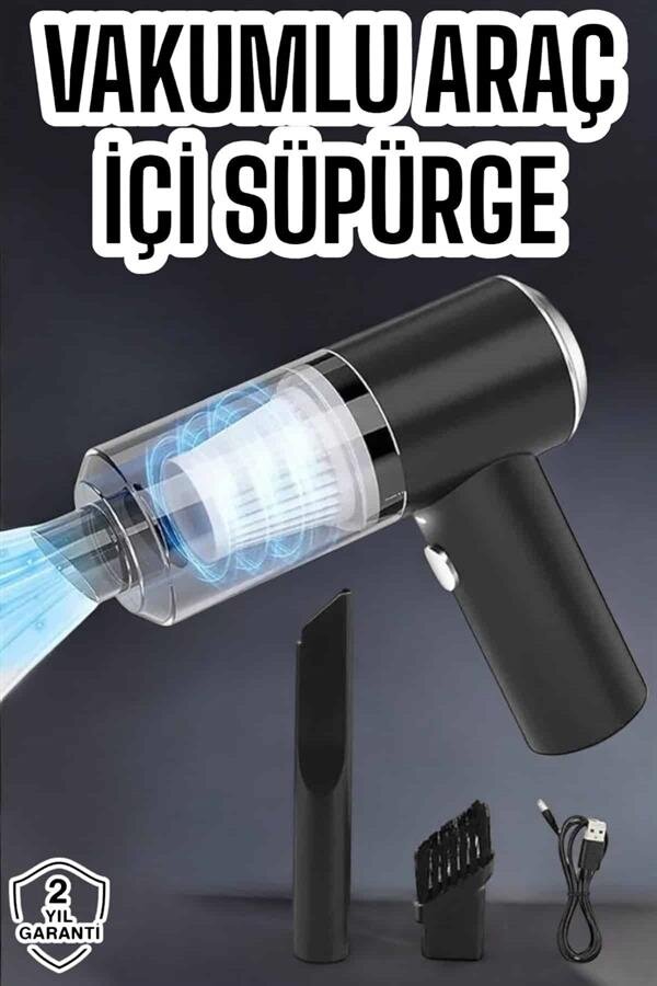 Üflemeli Güçlü Vakumlu Ev Ofis Araç Süpürgesi El Süpürgesi Şarjlı