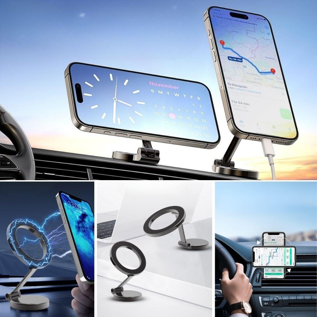 Tüm Telefonlarla Uyumlu Manyetik Araç Telefonu Tutacağı Katlanır 360 Derece Dönen Telefon Standı (5286)