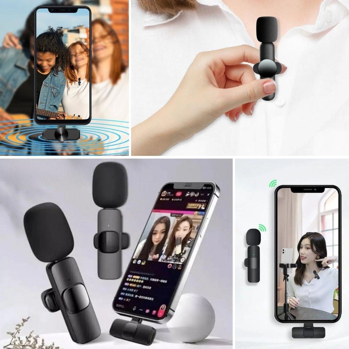 Type C Uyumlu İphone Dönüştürücülü Kablosuz Yaka Mikrofonu Android ve İphone Uyumlu Mini Mikrofon (5286)