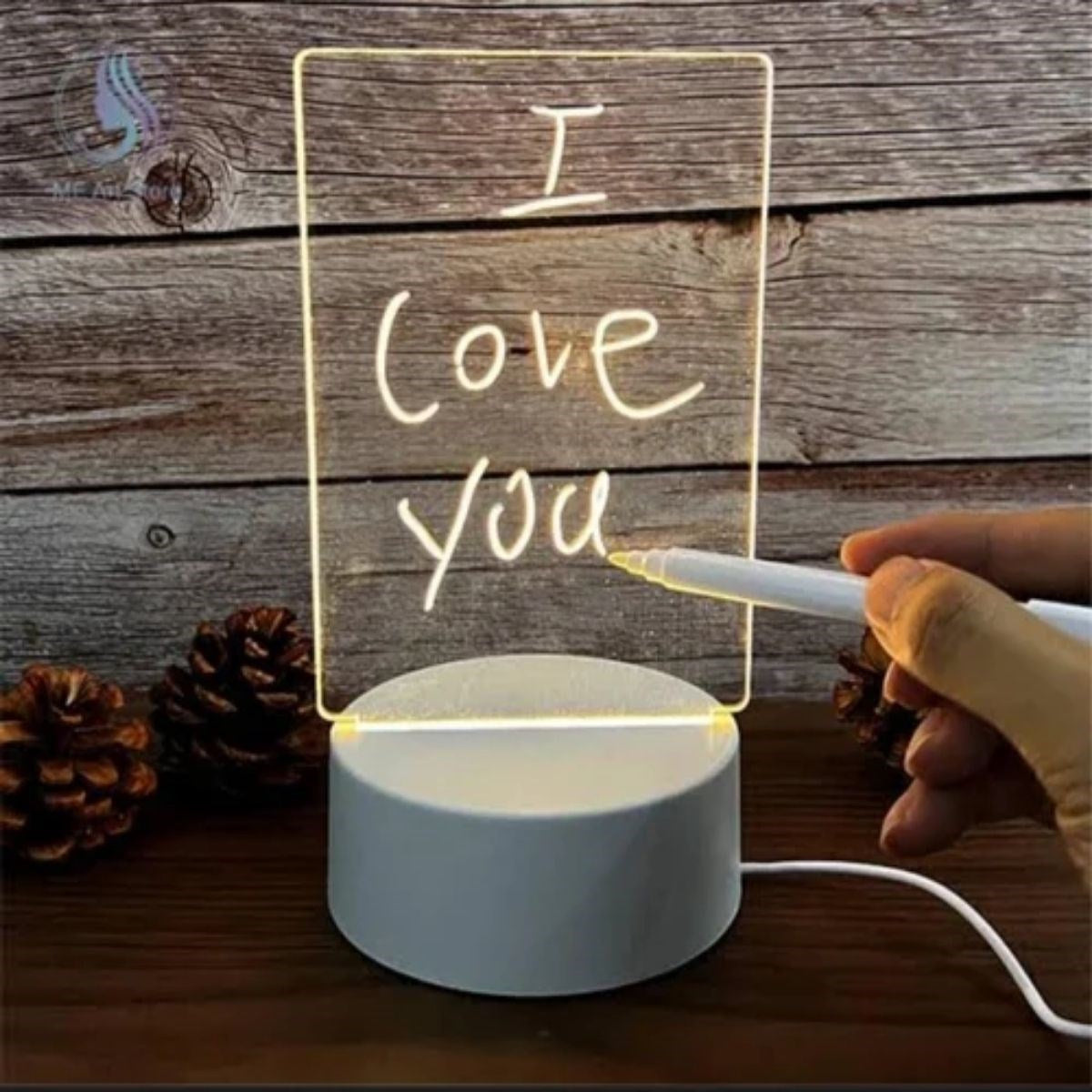 USB Kablolu Işıklı Kendiliğinden Beyaz Kalemli-Silgili Kreatif 3D Görselleştirme LED Lambası (5286)