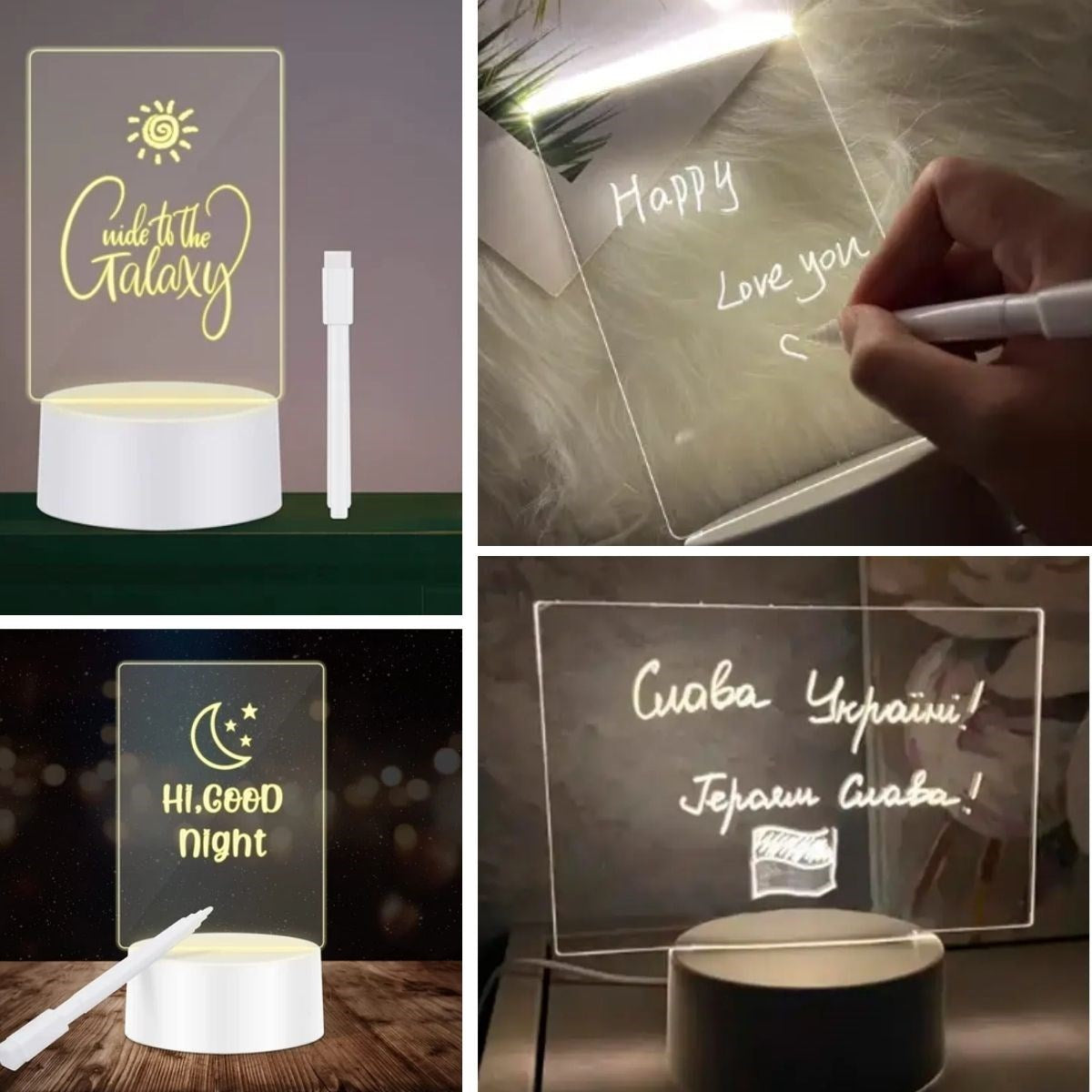 USB Kablolu Işıklı Kendiliğinden Beyaz Kalemli-Silgili Kreatif 3D Görselleştirme LED Lambası (5286)