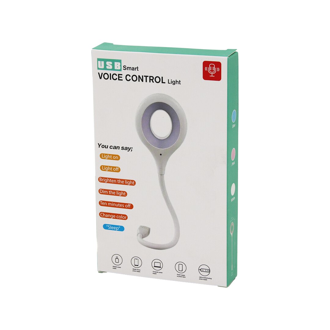USB SMART VOICE CONTROL LİGHT SESLİ IŞIK AYARLI MİNİ YUVARLAK USB 16 LEDLİ LAMBA AKROBAT KOLLU 2W 5V-0.5A (5286)
