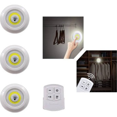 Uzaktan Kumandalı Yapışkanlı 3’lü Led Spot Lamba (5286)
