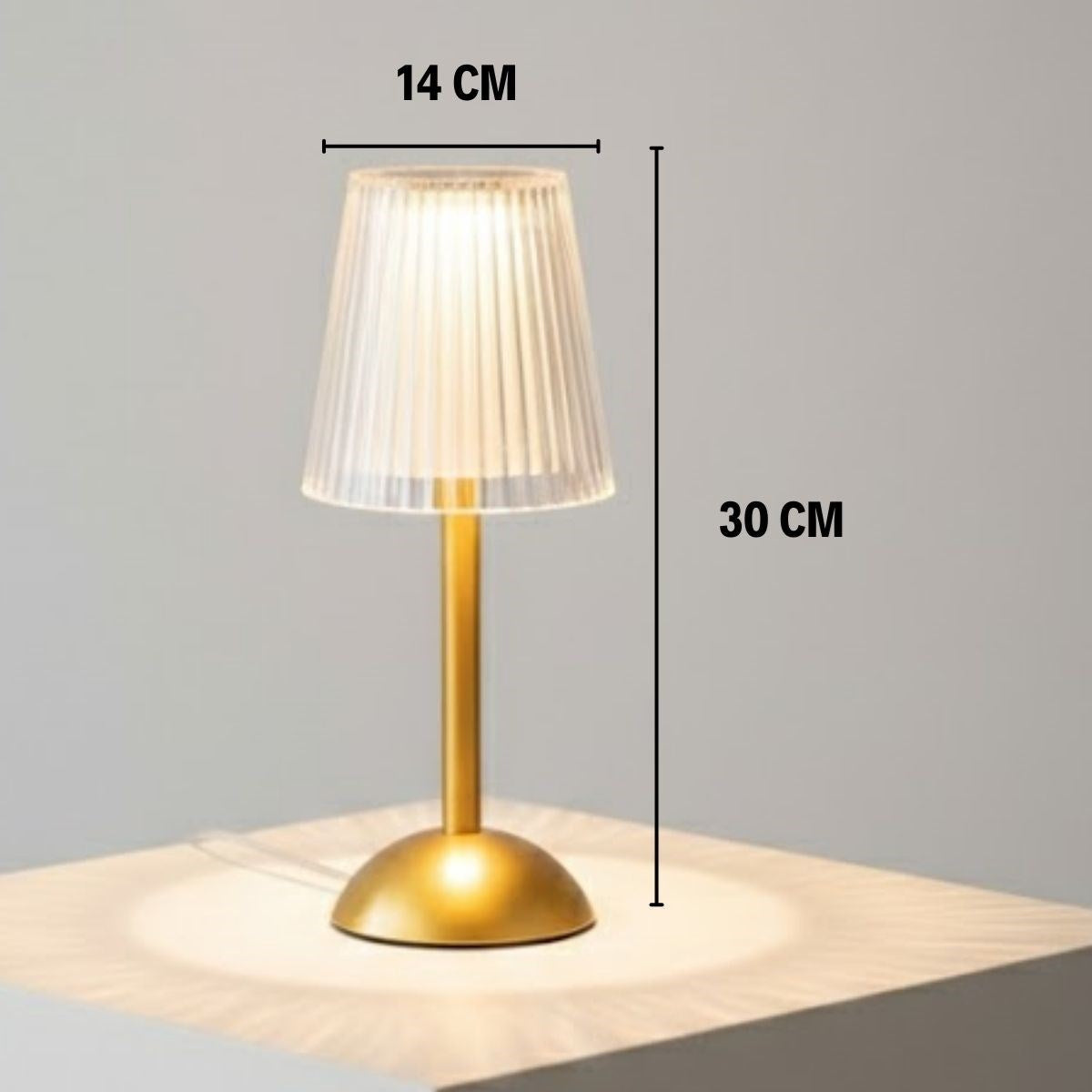 Uzun Klasik Çizgili Model LED Masa Lambası – Dokunmatik, 3 Renk Işık Modlu, Şarjlı Dekoratif Gece Lambası (5286)