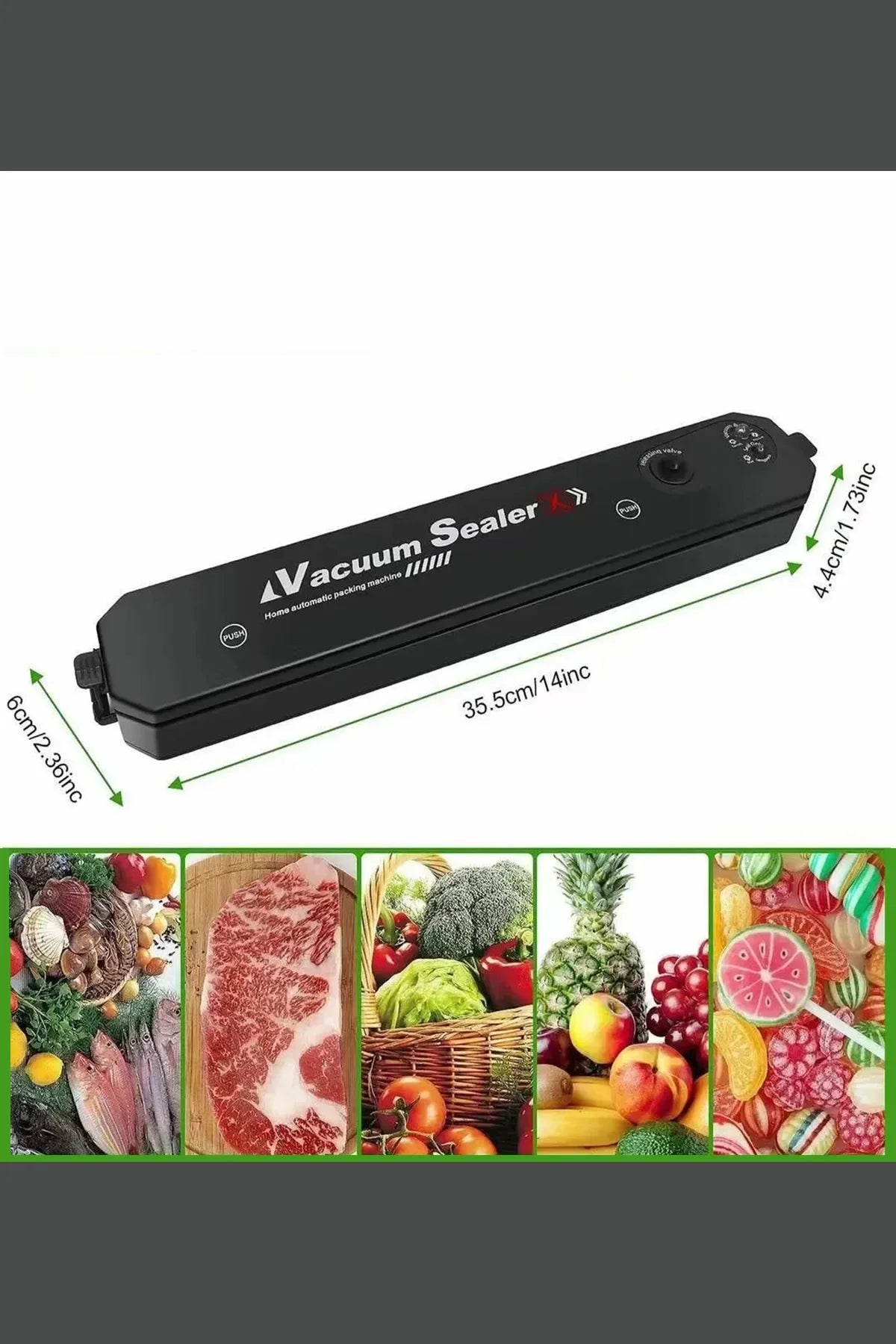 Vacuum Sealer Ev Tipi Vakumlama ve Yapıştırma Makinesi + 10 Adet Vakum Poşeti (5286)