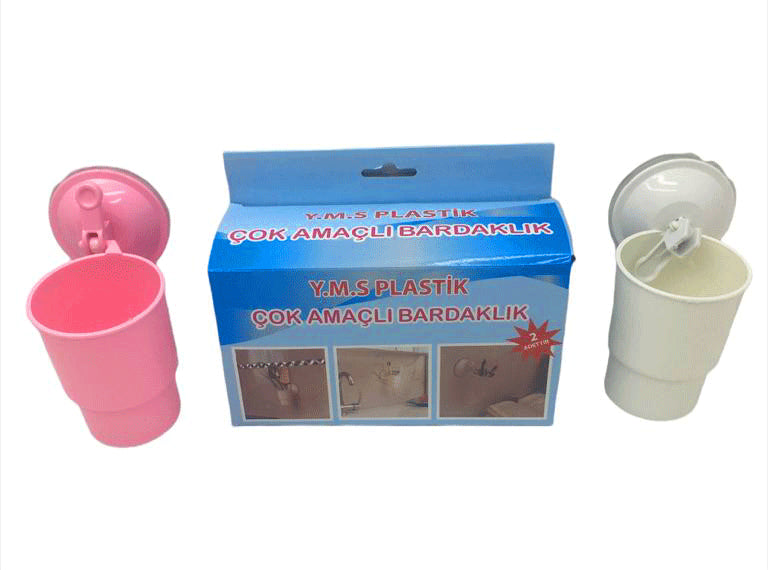 VANTUZLU PLASTİK 2 PARÇA ÇOK AMAÇLI BARDAKLIK (5286)