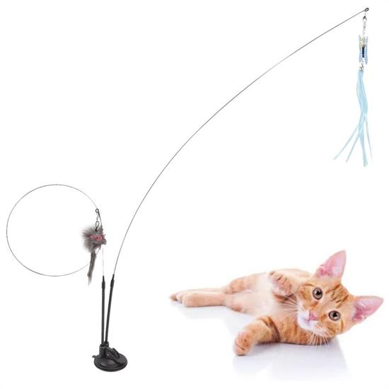 Vantuzlu Tüylü Zilli Olta Kedi Oyuncağı (5286)