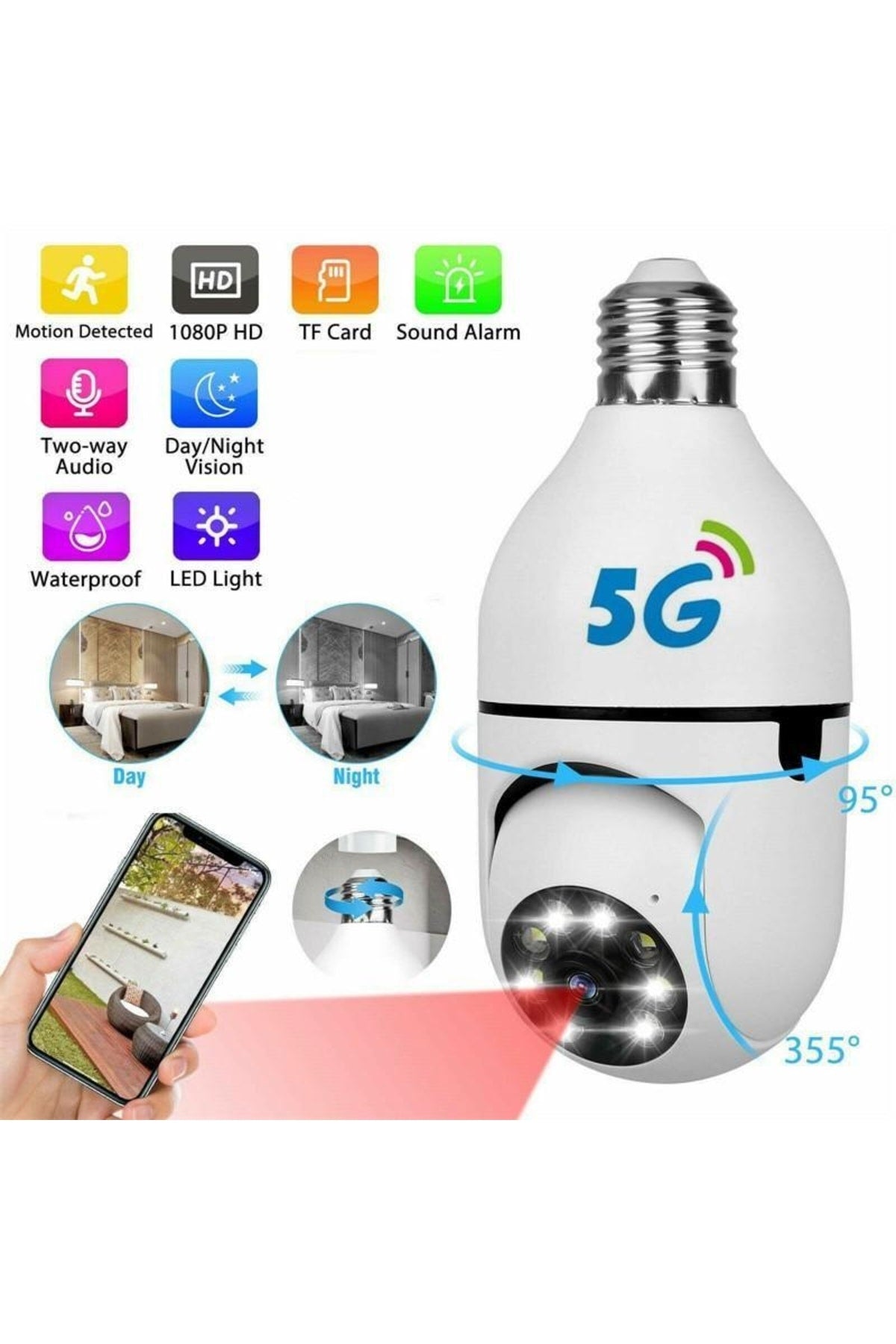 WiFi Panoramik Kamera 360 Derece Kablosuz Kamera (5286)
