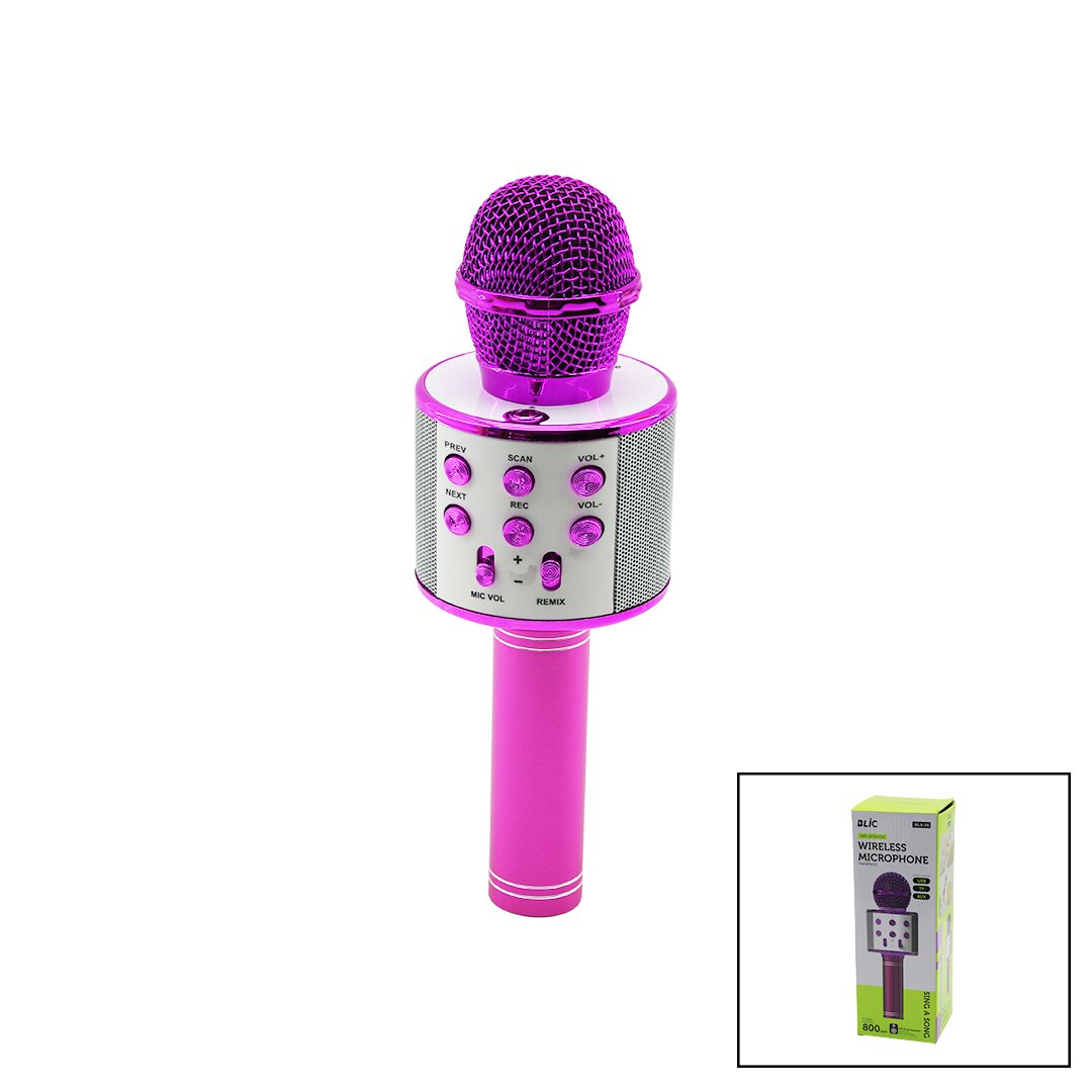 WİRELESS MİKROFON KARAOKE - HOPARLÖR USB ŞARJLI USB - TF - AUX RENKLİ KROM KAPLAMA PİL:800mAh - DC 5V BLS-25 (5286)