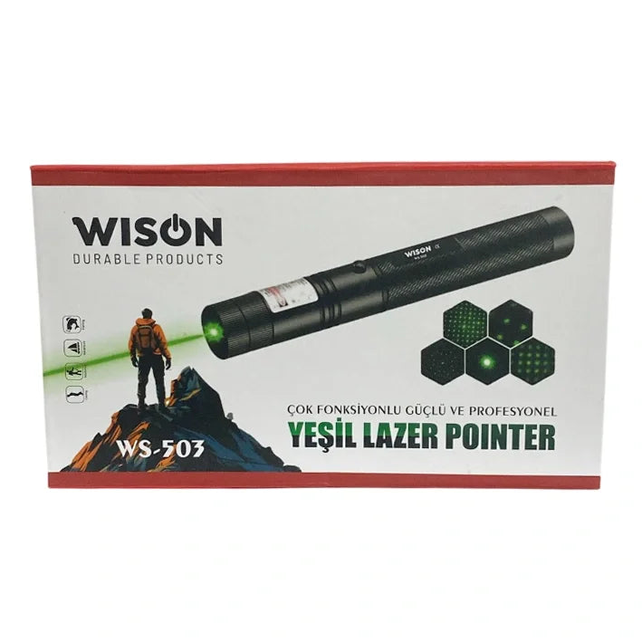 Wison WS-503 100MW 3.7V 3200 mAh Desen Başlıklı Şarjlı Yeşil Lazer Pointer (5286)
