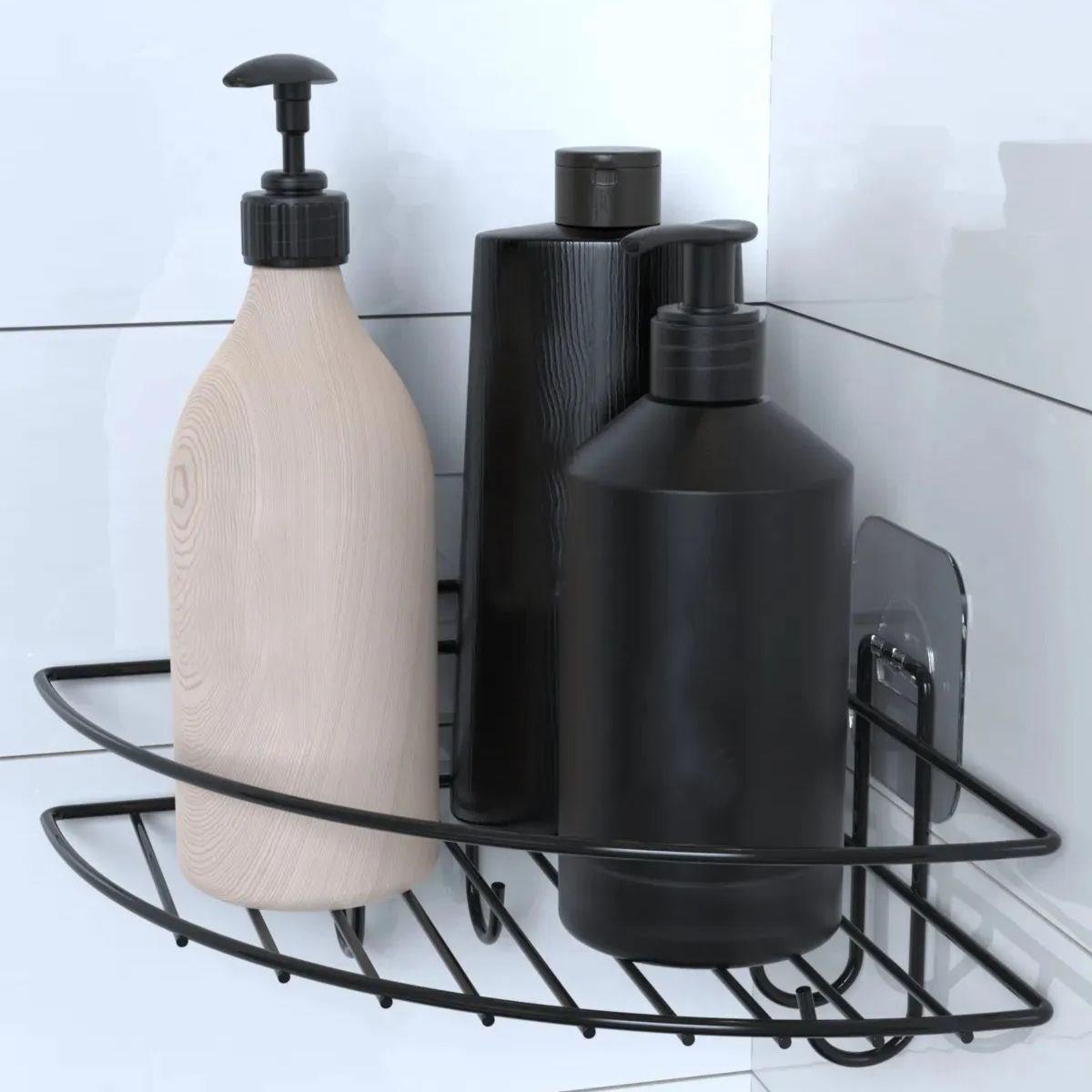Yapışkanlı Banyo Köşeliği Kancalı Köşe Rafı Duş Şampuanlık Duvar Düzenleyici Organizer Raf (5286)