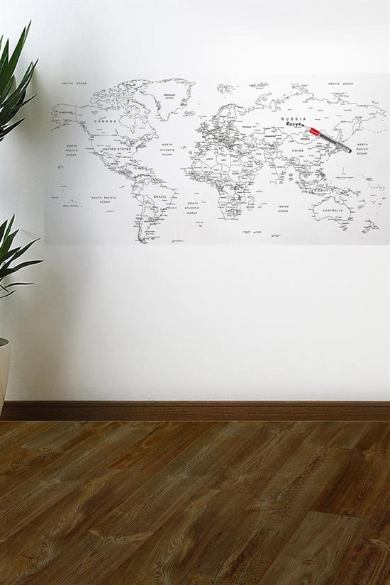 Yazılabilir Dünya Haritası Manyetik Duvar Stickerı 110 x 56 cm (5286)