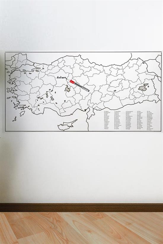 Yazılabilir Türkiye Haritası Manyetik Duvar Stickerı 110 x 56 cm (5286)