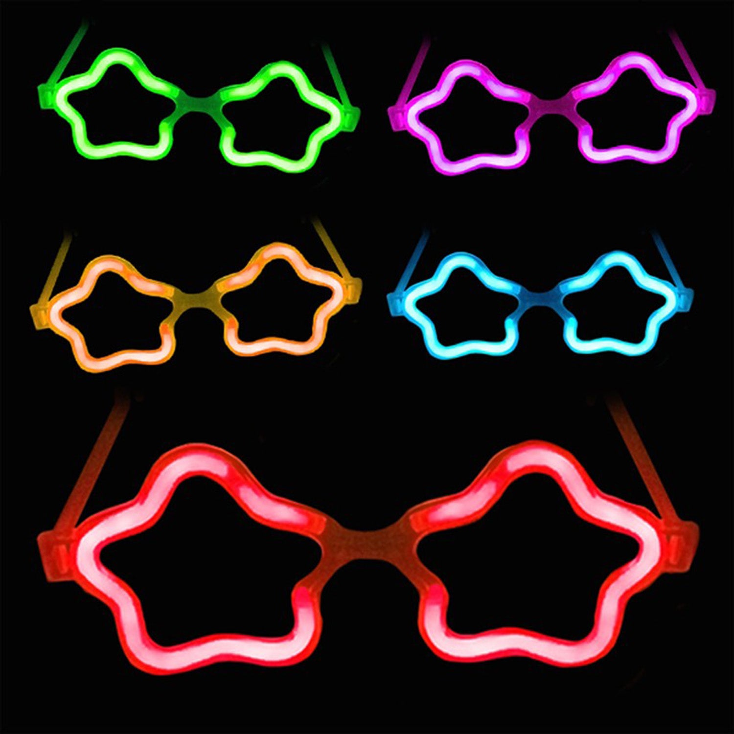 Yıldız Glow Gözlük - Yıldız Şekilli Glow Stick Gözlüğü - Glow Partisi Gözlük 12 Adet (5286)