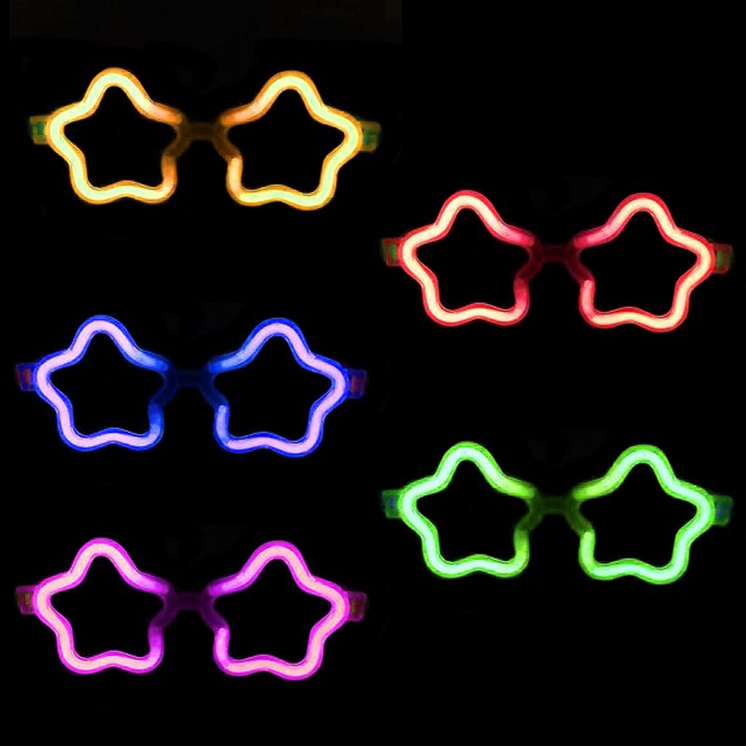 Yıldız Glow Gözlük - Yıldız Şekilli Glow Stick Gözlüğü - Glow Partisi Gözlük 12 Adet (5286)