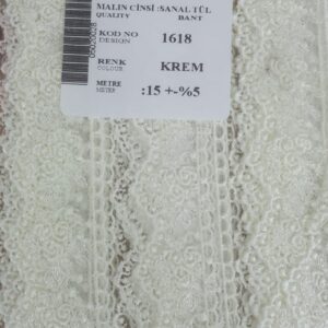 Dantel Polyester Sanal Tül Bant Krem 15 Metre En 3 cm ON-1618-KR