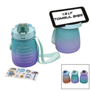 1.3LT - TOMBUL PİPETLİ RENKLİ PLASTİK SULUK MATARA KİLİTLİ KAPAKLI - TELEFONLUKLU (5286)