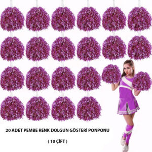 10 Çift ( 20 Adet ) Pembe Renk 23 Nisan 19 Mayıs 29 Ekim Okul Gösteri Ponponları (5286)