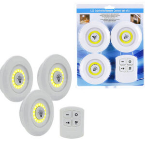 3lü Uzaktan Kumandalı Yapışkanlı Kablosuz Led Spot Lambalar (5286)