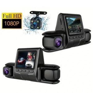 1080P Üçlü Lens Araba Dash Cam Dashcam Ön İç & Arka HD Araba DVR 120 ° Açı Döngü Kaydı Yerçekimi Sensörü (5286)